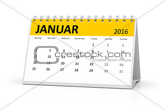 german language table calendar 2016 january