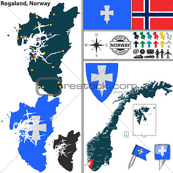 Map of Rogaland, Norway