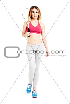 Attractive sportswoman walking 