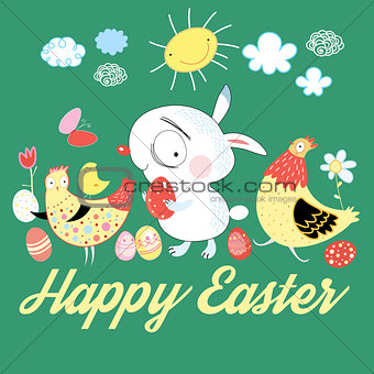 Easter fun card with bunny 