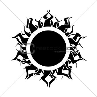 abstract isolated black  sun. vector.