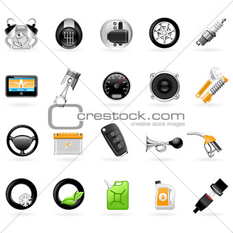 Vehicular service center (car maintenance station) icons