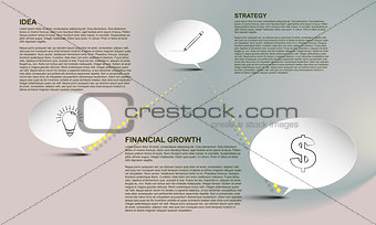 Timeline infographic, Timeline infographics with text bubbles and connection on gradient background with outline icons and place for text, financial growth infographic