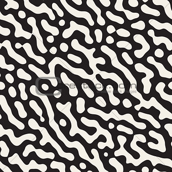 Vector Seamless Black and White Random Rounded Drips Pattern