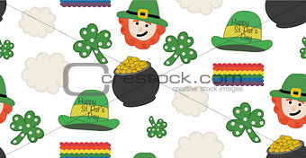 St. Patrick's day pattern with theme objects. Seamless pattern. illustration.