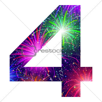 Number of colorful firework, four