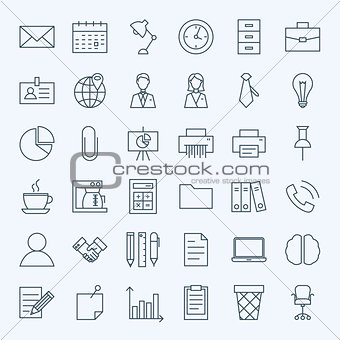 Line Business Office Icons Set