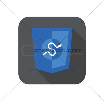 round icon of python framework programming language badge - isolated flat design illustration