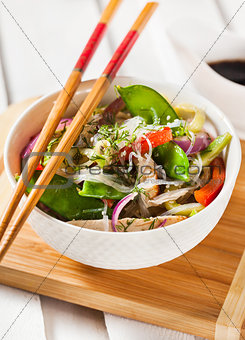 Glass noodles with vegetables and chicken