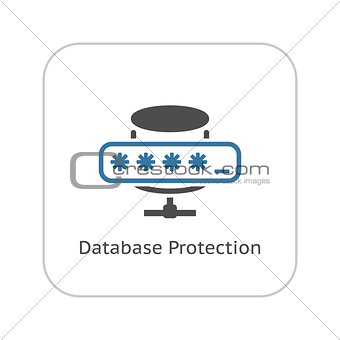 Database Protection Icon. Flat Design.