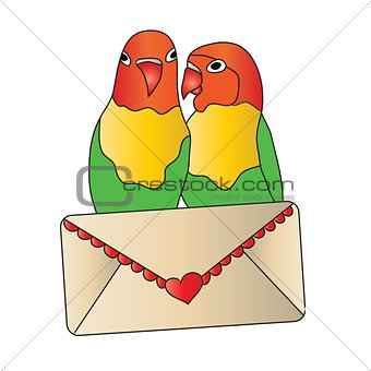 Love Birds with Love Letter