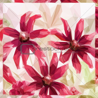 Flowers, Low Poly Pattern