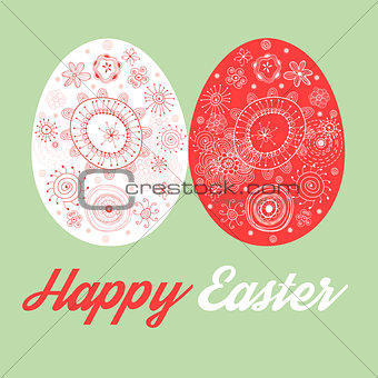Greeting card with painted Easter eggs 