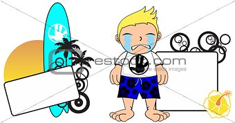 kid surfer expression cartoon copyspace crying