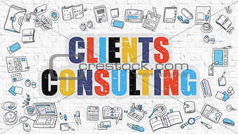 Clients Consulting in Multicolor. Doodle Design.