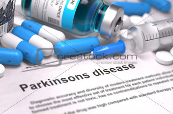 Diagnosis - Parkinsons Disease. Medical Concept. 3D Render.