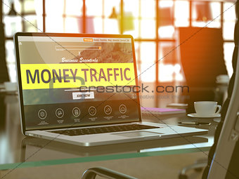 Laptop Screen with Money Traffic Concept.