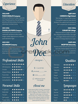 Modern resume cv template in blue