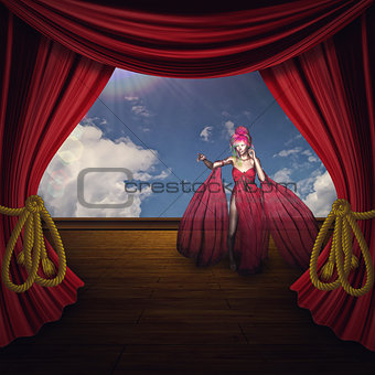 Woman on Theater Stage