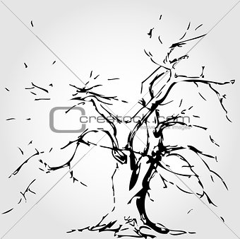 Abstract tree with fallen leaves