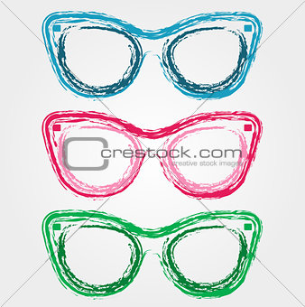 Colorful sunglasses sketched with crayon