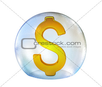 Dollar sign in soap bubble
