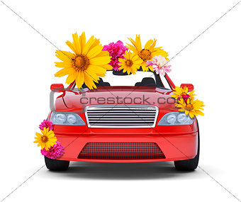 Car with flowers