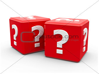 Red cubes with question mark
