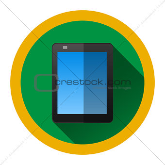 modern flat icon with black tablet and shadow