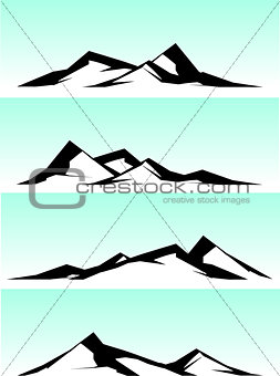 mountain ridge stylized illustration in black and white