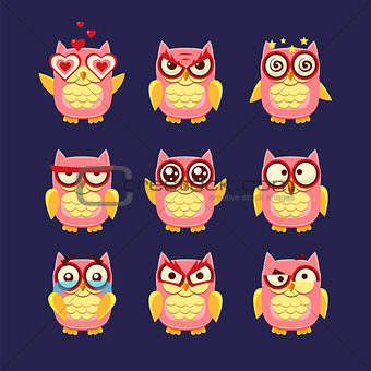 Pink Owl Emoji Collection