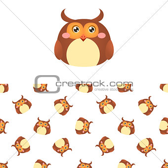 Owl Head Icon And Pattern