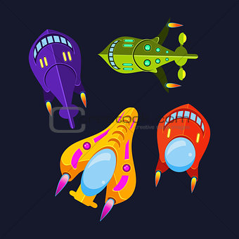 Four Colorful Spaceships