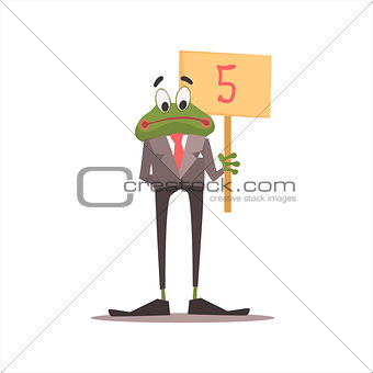 Frog Holding 5 Sign
