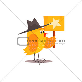 Chick Holding Plaque With Star