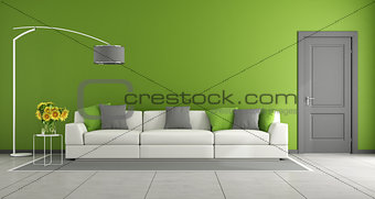 Green contemporary living room