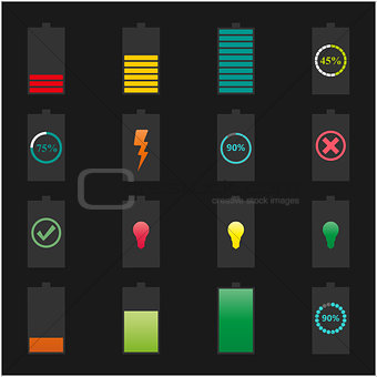 Icons batteries, vector illustration.