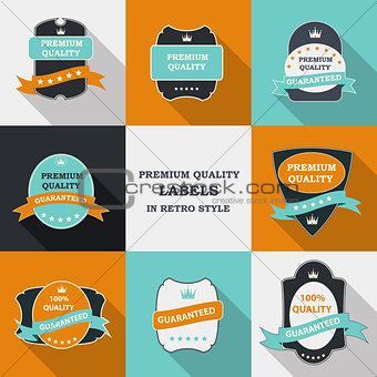 Vector Premium Quality Label Set in Flat Modern Design with Long