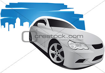 Car on blue background