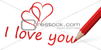 red pen with text I love you