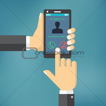 Incoming call on smartphone screen.