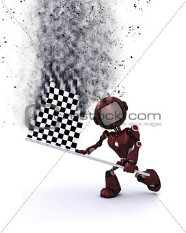 3D robot with chequered flag