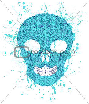 grunge skull on white background.