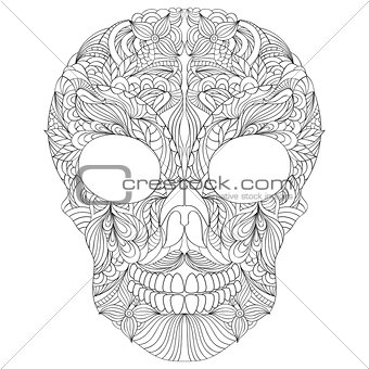 floral skull on white background