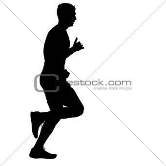 Silhouettes Runners on sprint, men. vector illustration