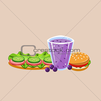 Sandwich Burger And Smoothie