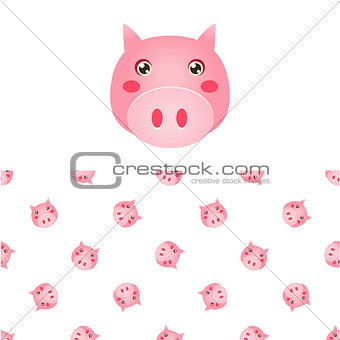 Pig Head Icon And Pattern