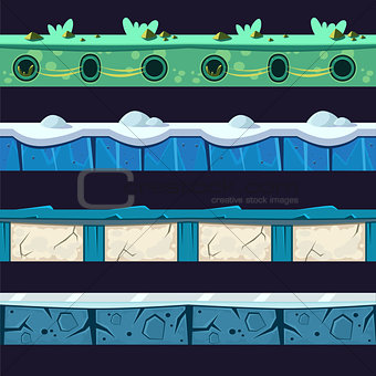 Water And Ice Platformer Level Floor Design Set
