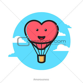 Vector illustration of heart shape air balloon
