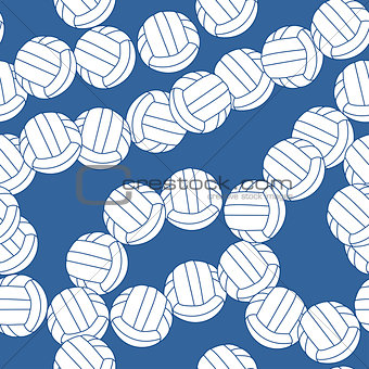 Volleyball seamless pattern. Sports balls on blue background.